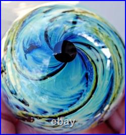 1 7/8 Josh Simpson Cloud Inhabited Planet Art Glass Marble Unsigned Paperweight