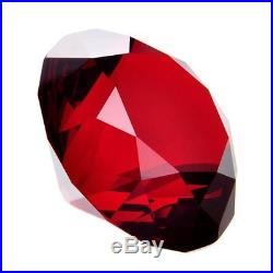 100mm Red Crystal Diamond Shape Paperweight Glass Gem Display Ornament Gift Box