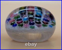 1840s Clichy Concentric Millefiori WithMoss & Rose Canes 3 1/4 Glass Paperweight