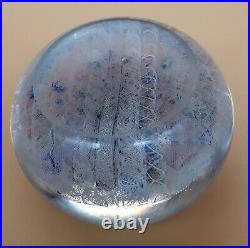 1840s Clichy Concentric Millefiori WithMoss & Rose Canes 3 1/4 Glass Paperweight