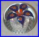 1970s-Henry-Davis-Blown-Art-Glass-Paperweight-Cobalt-Blue-Orange-Flower-01-znla