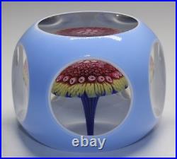 1972 Baccarat Double Overlay Faceted Floral Mushroom Paperweight