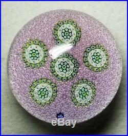 1972 ST LOUIS France Millefiori Roundel Design Paperweight on Pink Carpet Ground