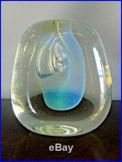 1972 Signed GILBERT JOHNSON Studio Art Glass Biomorphic Vase Paperweight