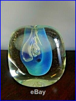 1972 Signed GILBERT JOHNSON Studio Art Glass Biomorphic Vase Paperweight