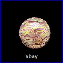 1977 Orient & Flume Iridescent Swirls Glass Paperweight Art Nouveau Style Signed