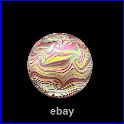 1977 Orient & Flume Iridescent Swirls Glass Paperweight Art Nouveau Style Signed