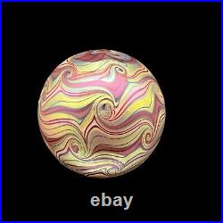 1977 Orient & Flume Iridescent Swirls Glass Paperweight Art Nouveau Style Signed