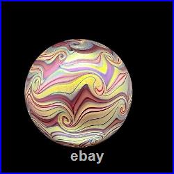 1977 Orient & Flume Iridescent Swirls Glass Paperweight Art Nouveau Style Signed