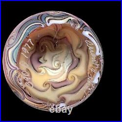 1977 Orient & Flume Iridescent Swirls Glass Paperweight Art Nouveau Style Signed