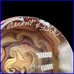 1977 Orient & Flume Iridescent Swirls Glass Paperweight Art Nouveau Style Signed