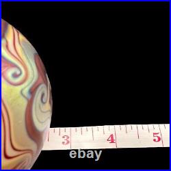 1977 Orient & Flume Iridescent Swirls Glass Paperweight Art Nouveau Style Signed