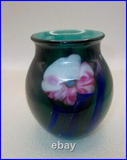 1980 Josh Simpson Glass Flower Paperweight/Vase