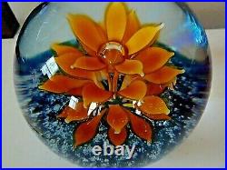 1981 Caithness Glass Peach Floral Fountain Colin Terris Paperweight LMT ED 750