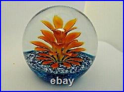 1981 Caithness Glass Peach Floral Fountain Colin Terris Paperweight LMT ED 750