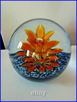 1981 Caithness Glass Peach Floral Fountain Colin Terris Paperweight LMT ED 750