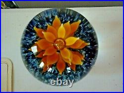 1981 Caithness Glass Peach Floral Fountain Colin Terris Paperweight LMT ED 750