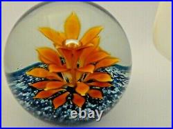 1981 Caithness Glass Peach Floral Fountain Colin Terris Paperweight LMT ED 750