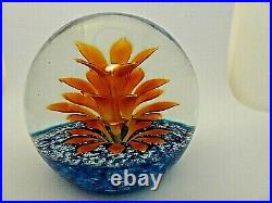 1981 Caithness Glass Peach Floral Fountain Colin Terris Paperweight LMT ED 750