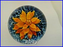 1981 Caithness Glass Peach Floral Fountain Colin Terris Paperweight LMT ED 750