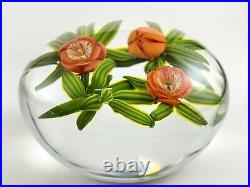 1981 Paul Stankard Experimental Glass Orange Floral Paperweight Signed 3 Dia