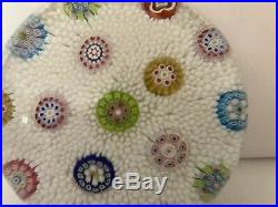 1982 Saint Louis France Scattered Millefiori Paperweight on White Carpet Ground