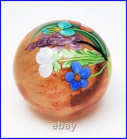 1984 Orient & Flume Lampworked Glass Floral Bouquet Paperweight Signed w Label