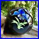 1985-Grant-Randolph-Studios-Blue-Iris-Handblown-Art-Glass-Round-Paperweight-01-itt