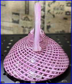 1986 Richard Marquis Art Glass Pink/White Murrine Teapot