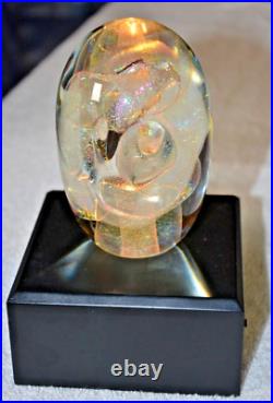 1986 Robert W. Stephan Large Iridescent Art Glass Paperweight 4.75