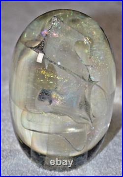 1986 Robert W. Stephan Large Iridescent Art Glass Paperweight 4.75