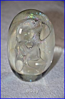 1986 Robert W. Stephan Large Iridescent Art Glass Paperweight 4.75