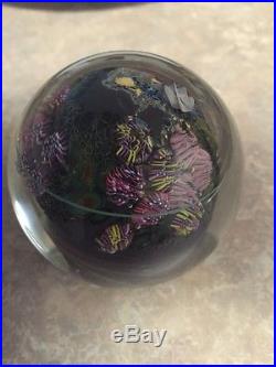 1990 Signed JOSH SIMPSON Glass Inhabited Megaplanet Orb Sculpture Paperweight