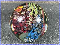 1991 Richard Satava 3 Coral Reef Fish Aquarium Glass Paperweight Vintage Signed