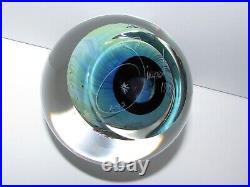 1991 Signed 3 Josh Simpson Planet Art Glass Paperweight 1086