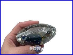 1993 Eickholt Studio Art Glass Controlled Bubble Dichroic Paperweight Gold Gilt