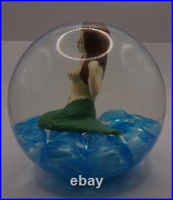 1993 Prestige Art Glass MAGNUM Mermaid Nude Sulphide Paperweight Elwood, IN 4