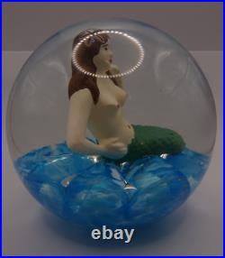 1993 Prestige Art Glass MAGNUM Mermaid Nude Sulphide Paperweight Elwood, IN 4