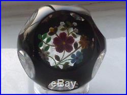 1993F Perthshire Black Overlay Floral Bouquet Paperweight LE COA #84/199 EC