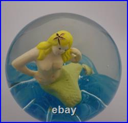 1994 Prestige Art Glass MAGNUM Mermaid Nude Sulphide Paperweight Elwood, IN 4.1