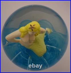 1994 Prestige Art Glass MAGNUM Mermaid Nude Sulphide Paperweight Elwood, IN 4.1