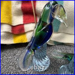 2 Murano Glass Toucan Large 11 Sculpture Bird Art Glass Collectible (read)