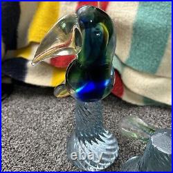 2 Murano Glass Toucan Large 11 Sculpture Bird Art Glass Collectible (read)