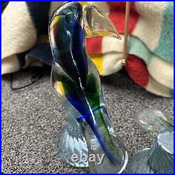 2 Murano Glass Toucan Large 11 Sculpture Bird Art Glass Collectible (read)