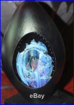 2001 HUGE EICKHOLT Glass TRIPLE Moon Planet Paperweight Iridescent Dichroic