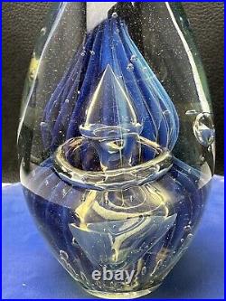2003 ROBERT EICKHOLT Jellyfish Amoeba Art Glass Paperweight Signed 5-1/2 Tall