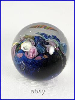 2006 Josh Simpson 1.5 Inhabited Planet Marble Paperweight Signed Art Glass
