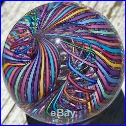 2008 James Alloway Paperweight! Awesome 2 Swirling Pastel Cane Ribbons