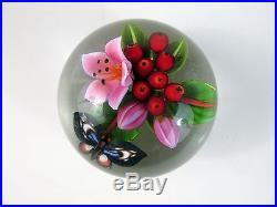 2010 COLIN RICHARDSON Art Glass PAPERWEIGHT-Flower/Berries/Butterflies