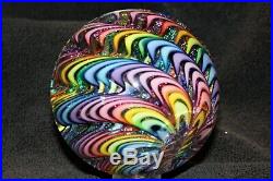 3.0 Diameter Colorful Rainbow Swirl Art Glass Paperweight from James Alloway